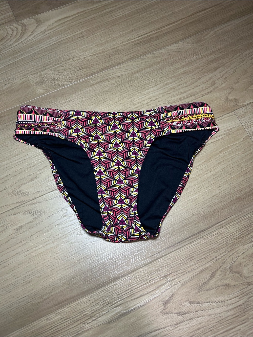 La Vie En Rose Pink Yellow Black Geometric Bikini Bottom
